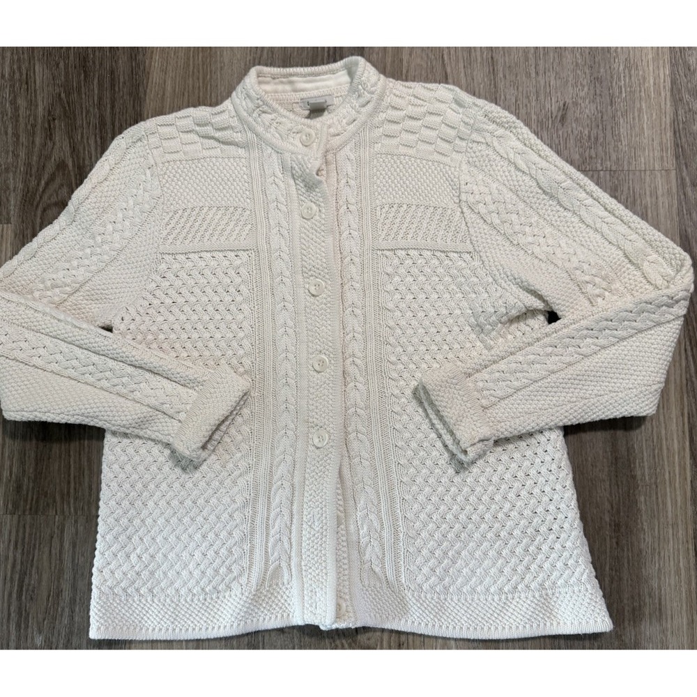 LL Bean Womens Heavy‎ Weight Cotton Fishermen Sweater Size L